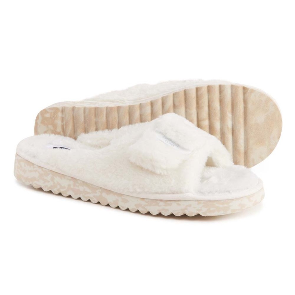 Dr. Scholl's Faux Fur Staycay Slide Fuzzy Slipper House Shoes Tofu White NEW 9